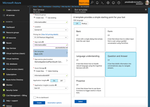 Microsoft Azure Bot Templates
