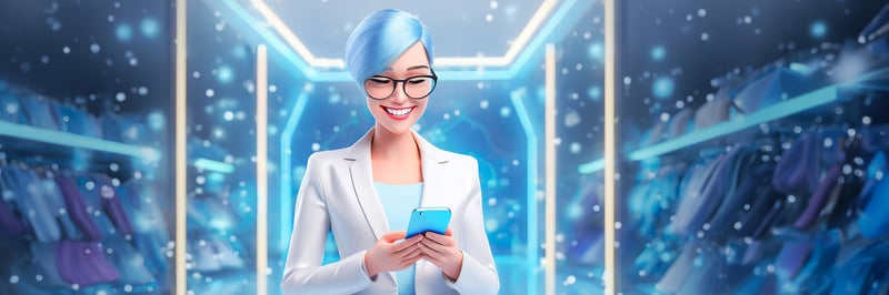 KI-Bild einer Frau. die ein Smartphone in der Hand hält