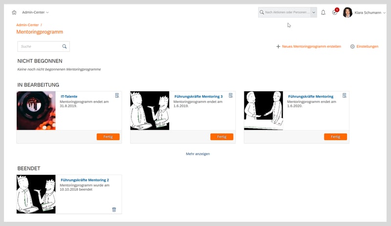 Screenshot 3 - Übersicht offene Mentoringprogramme