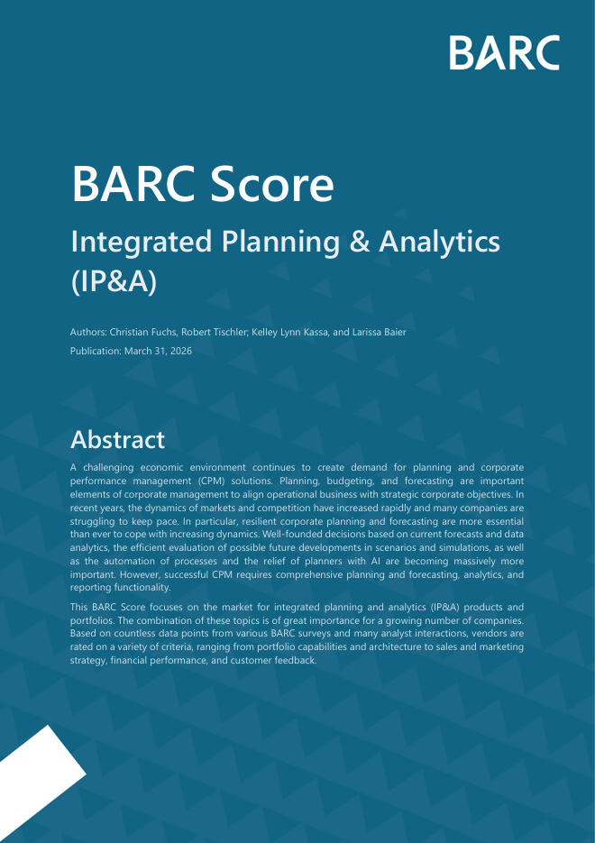 BARC Score Integrated Planning &amp; Analytics (IP&amp;A) cover